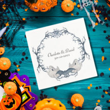 White Gray Boo Ghost Bat Halloween Wreath Wedding