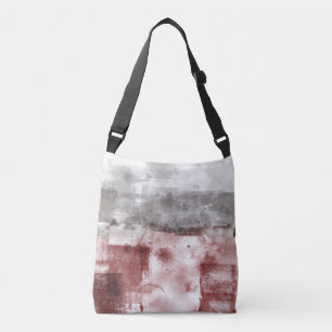 White Gray Burgundy Rustic Modern Abstrakt Nr. 56 Tragetaschen Mit Langen Trägern