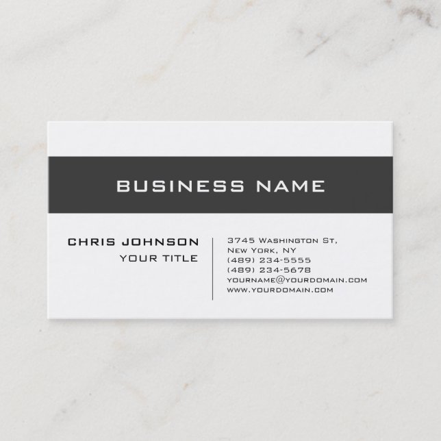 White Gray Contemporary Consultant Business Card Visitenkarte (Vorderseite)