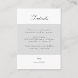 White Gray Elegant Wedding Hotel Detail Ausstattun Begleitkarte