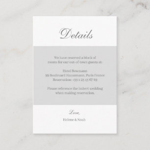 White Gray Elegant Wedding Hotel Detail Ausstattun Begleitkarte