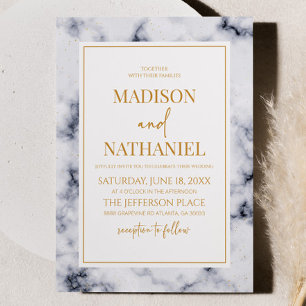White Gray Gold Marmor Elegante Hochzeit Einladung