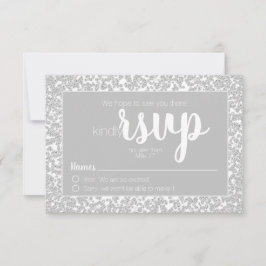 White Gray Informal Diamond Glitzer Wedding RSVP Karte
