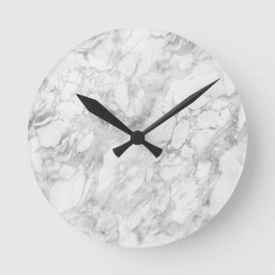 White Gray Marble Classic Elegant Beauty Glitzy Runde Wanduhr