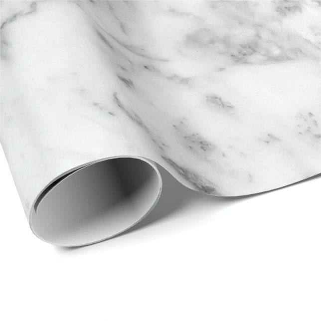 White Gray Marble Gold Carrara Abstrakt Black Geschenkpapier (Rolleneckpunkt)