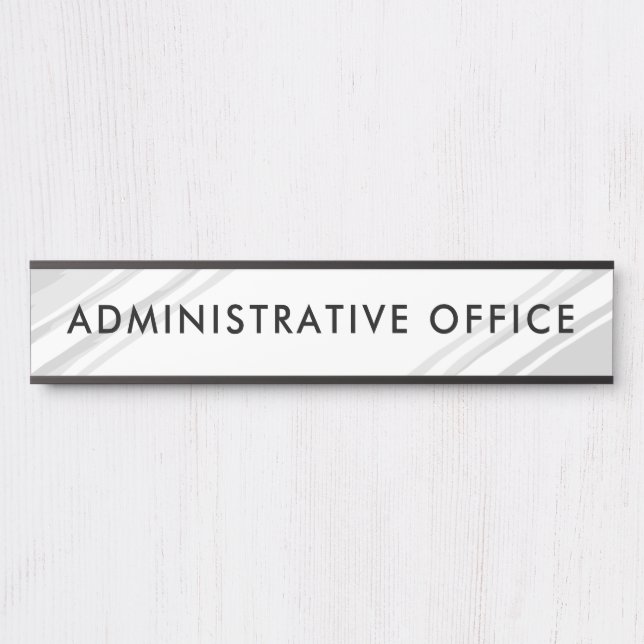 White Gray Modernes Beruflich Plate Admin Office Türschild (Vorderseite )