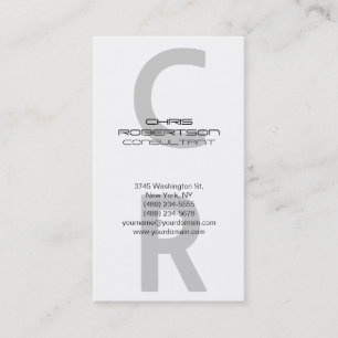 White Gray Monogram Attraktive Charm Business Card Visitenkarte
