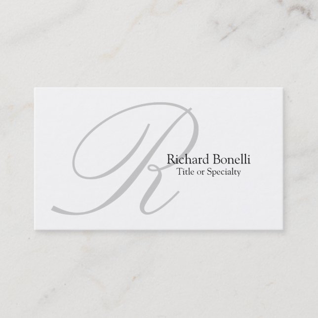 White Gray Monogram Consultant Business Card Visitenkarte (Vorderseite)