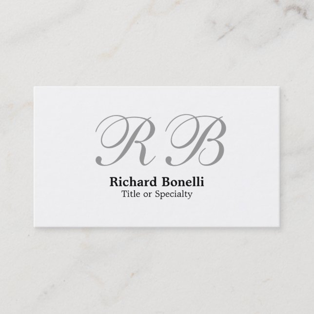 White Gray Monogram Consultant Business Card Visitenkarte (Vorderseite)