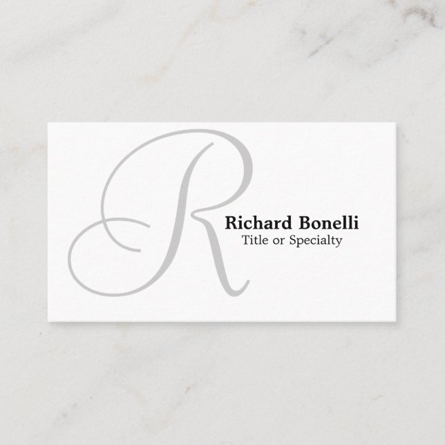 White Gray Monogram Consultant Business Card Visitenkarte (Vorderseite)