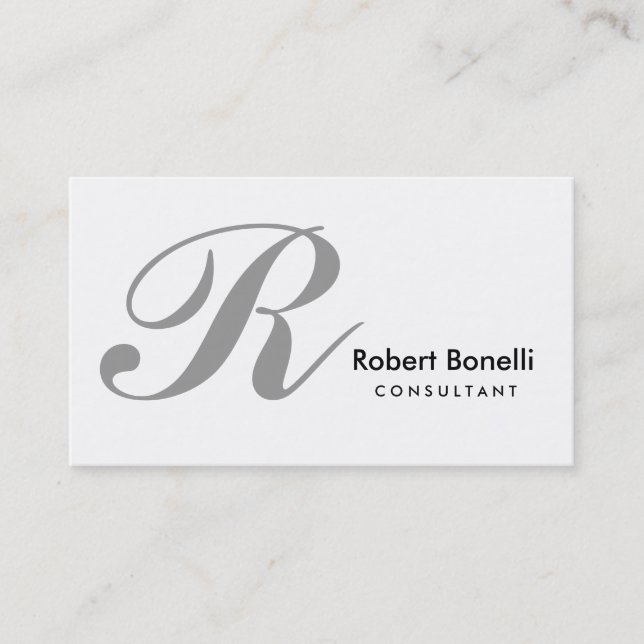 White Gray Monogram Consultant Business Card Visitenkarte (Vorderseite)