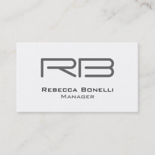 White Gray Monogram Manager Business Card Visitenkarte