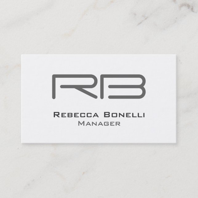 White Gray Monogram Manager Business Card Visitenkarte (Vorderseite)