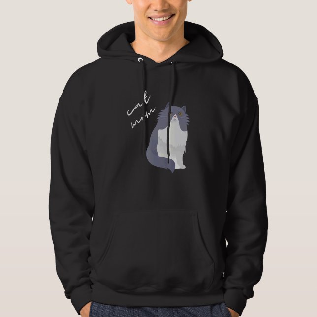 White & Gray Persian Cat Mom For Cat Hoodie (Vorderseite)