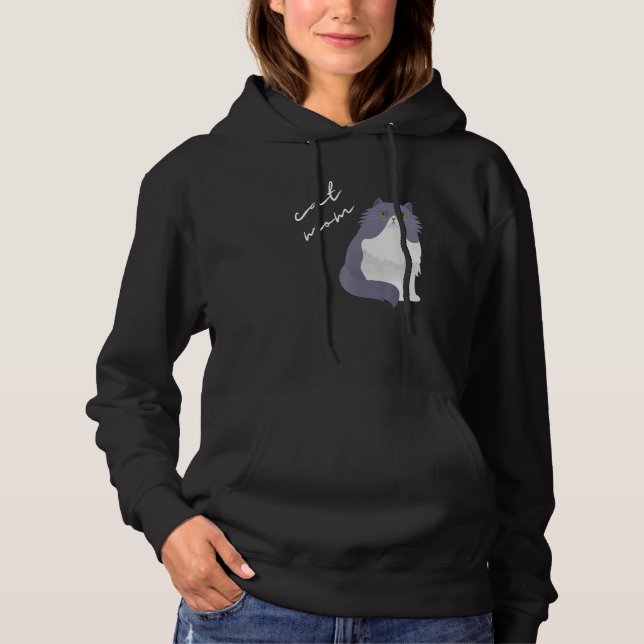 White & Gray Persian Cat Mom For Cat Hoodie (Vorderseite)