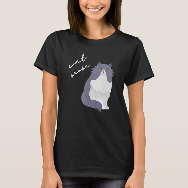 White & Gray Persian Cat Mom For Cat T-Shirt (Vorderseite)