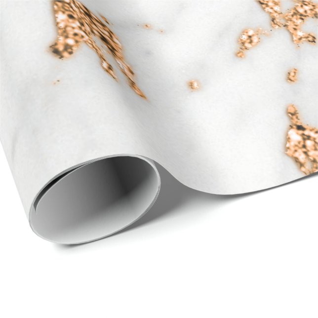 White Gray Rose Gold Glitzer Carrara Marmorstein Geschenkpapier (Rolleneckpunkt)