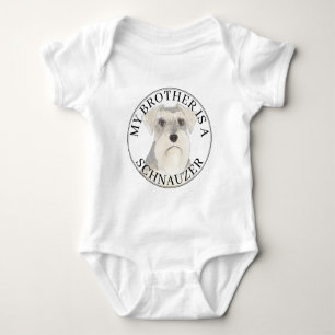 White Gray Silver Schnauzer Dog Baby Strampler