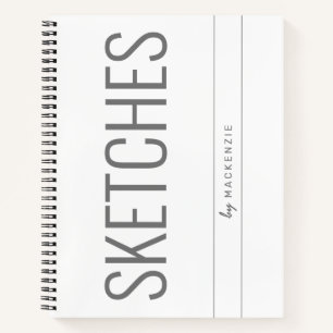 White Gray Sketching Book Big Title Personalisiert Notizbuch