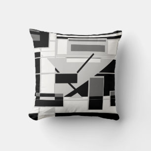 White Gray Slate BlackGeometric-Formen Abstrakt Kissen