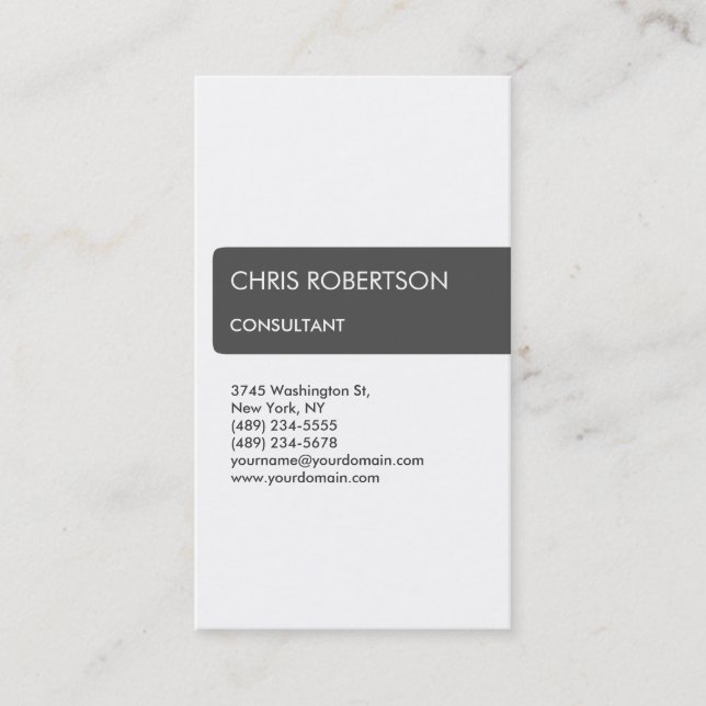 White Gray Strip Attraktive Charm Business Card Visitenkarte (Vorderseite)