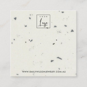 WHITE GRAY TERRAZZO STUD OARRING DISPLAD CARD QUADRATISCHE VISITENKARTE