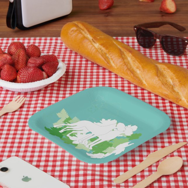 White Great Danes Silhouette Pappteller (Picknick)