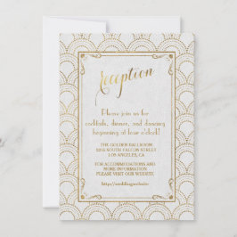 White Great Gatsby Art Deco Gold Empfang Einladung