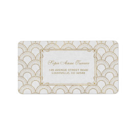 White Great Gatsby Art Deco Gold Hochzeit Adressaufkleber