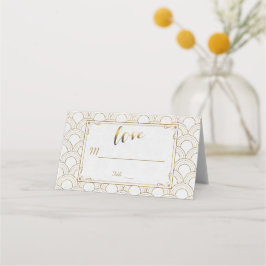 White Great Gatsby Art Deco Gold Hochzeit Platzkarte