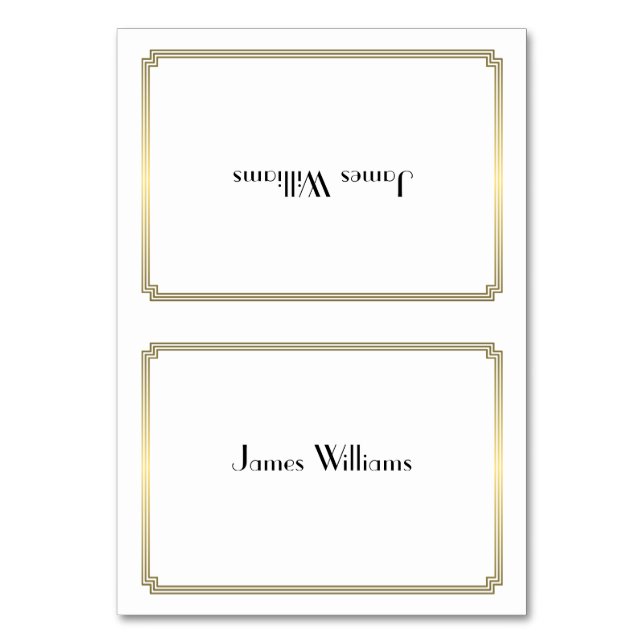 White Great Gatsby Art Deco Gold Platzkarten Tischnummer (Vorderseite)