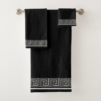 White Grecian Frieze Design Badhandtuch Set