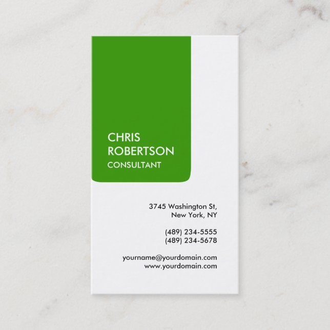 White Green Attractive Charm Business Card Visitenkarte (Vorderseite)