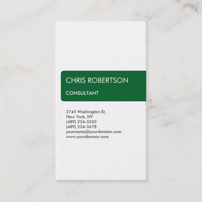 White Green Attraktive Charming Business Card Visitenkarte (Vorderseite)