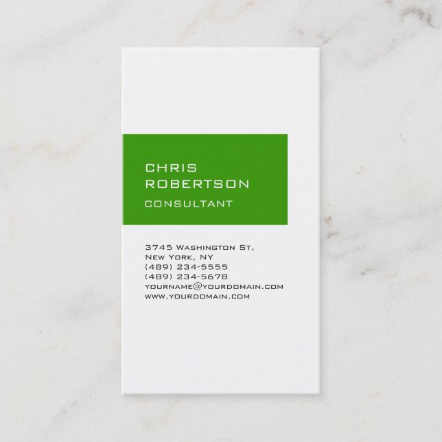 White Green Attraktive Charming Business Card Visitenkarte (Vorderseite)