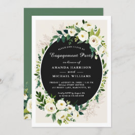 White Green Bloom Floral Wedding Party Einladung