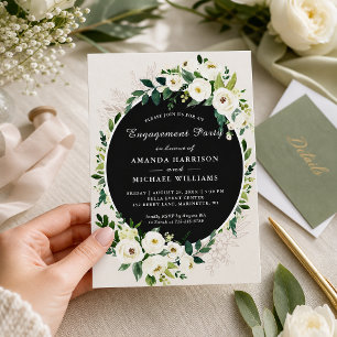 White Green Bloom Floral Wedding Party Einladung