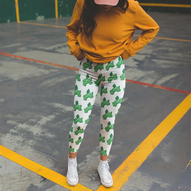 White Green Lucky Clover Leaf St. Patrick's Day Leggings (Von Creator hochgeladen)