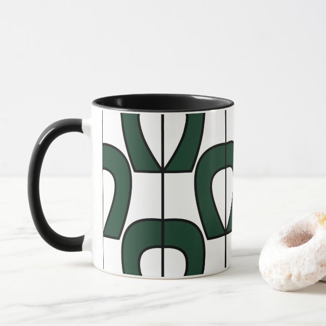 White Green Modern Geometric Abstrakt Tasse (Mit Donut)