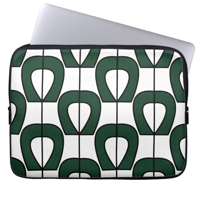 White Green Modern Geometric Cool Abstrakt Laptopschutzhülle (Vorderseite)