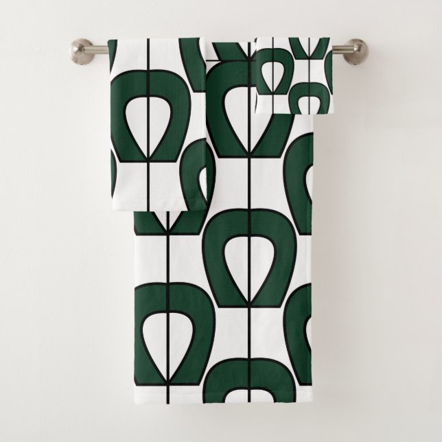 White Green Modern Geometric Trendy Badhandtuch Set (Insitu)