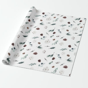 White Greenery Vintag Frohe Weihnachten Geschenkpapier