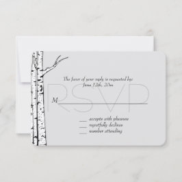 White Grey Birch Trees Wedding RSVP