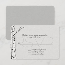 White Grey Birch Trees Wedding RSVP Karte
