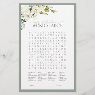 White Grey Green Watercolor Brautparty Game