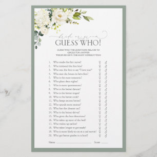 White Grey Green Watercolor Brautparty Game