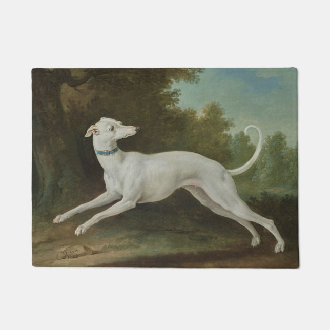 White Greyhound Dog (von Jean-Baptiste Oudry) Fußmatte (Vorderseite)