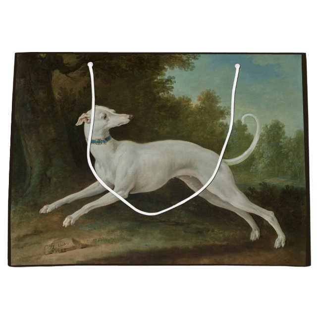 White Greyhound Dog (von Jean-Baptiste Oudry) Große Geschenktüte (Vorderseite)