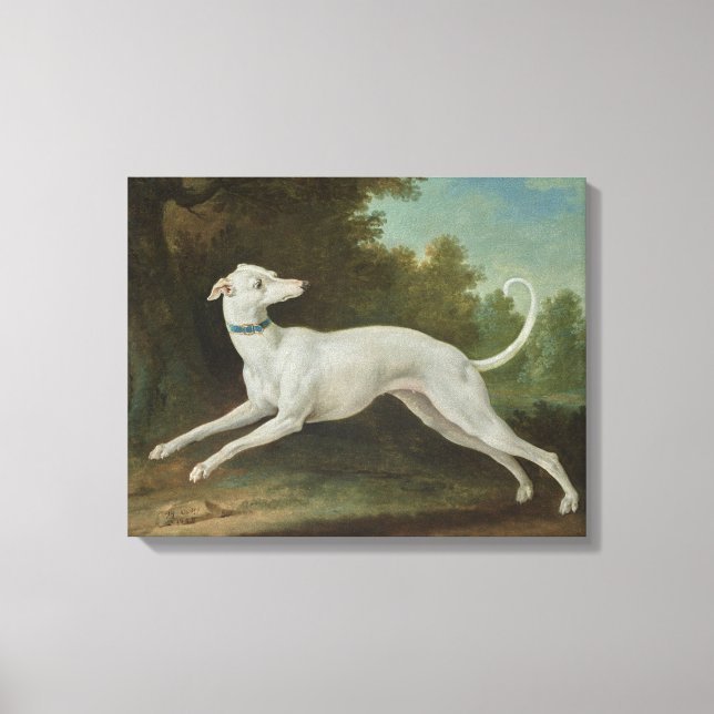 White Greyhound Dog (von Jean-Baptiste Oudry) Leinwanddruck (Vorderseite)