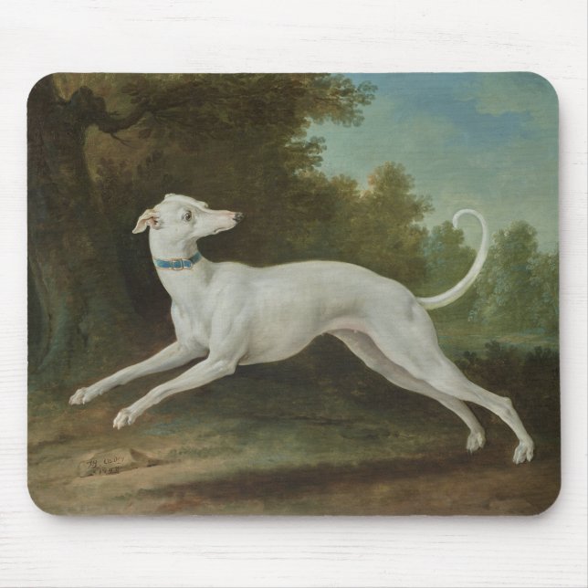 White Greyhound Dog (von Jean-Baptiste Oudry) Mousepad (Vorne)